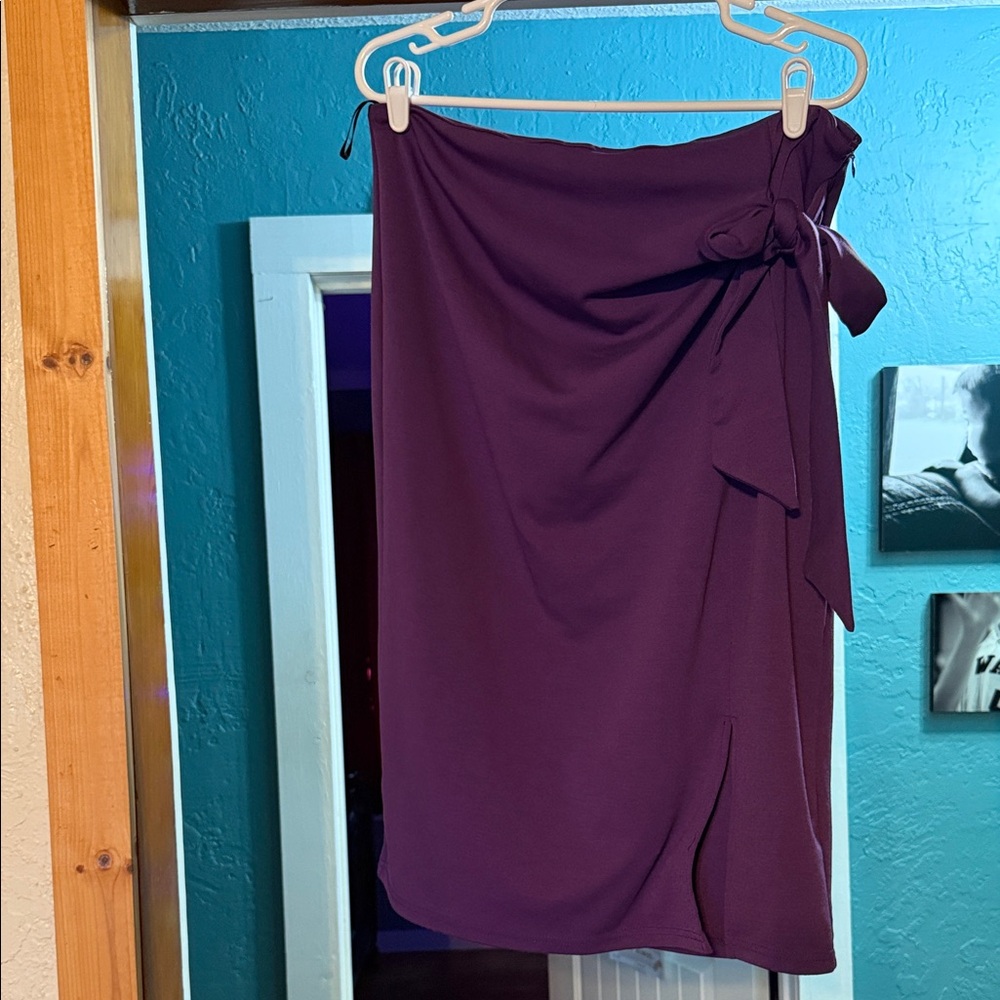 Asymmetrical Tie-Waist Skirt — Deep Plum